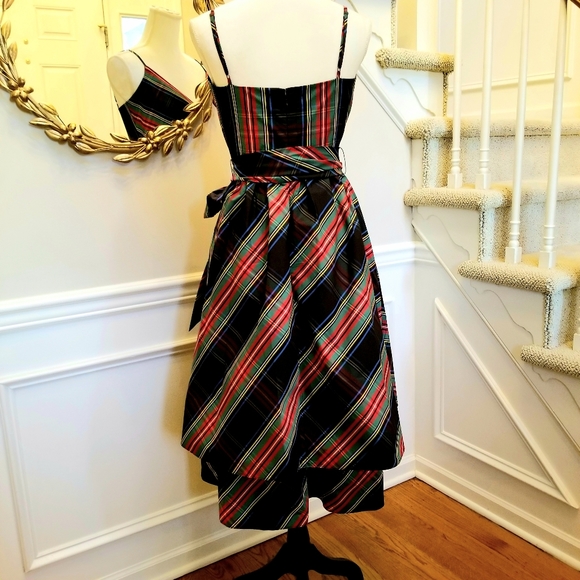 🆕️ JCrew Taffeta Black Stewart Tartan Plaid Dress - Picture 4 of 5